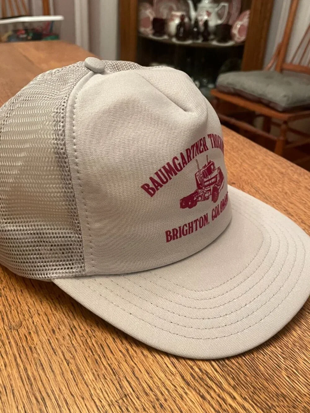 Baumgartner Trucking Brighton, Colorado Gray Snapback Trucker Hat made in USA